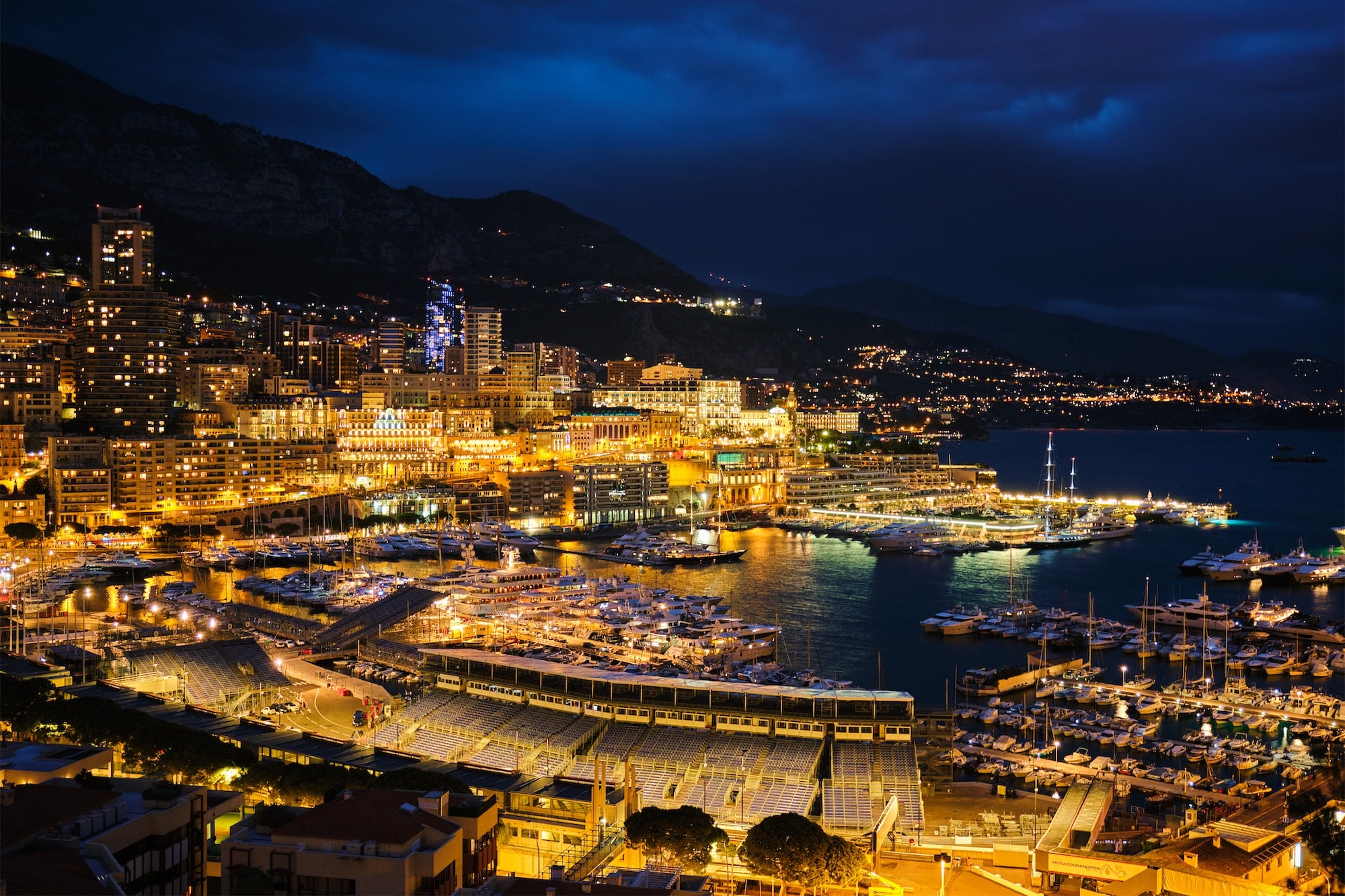 View of Monaco in the night