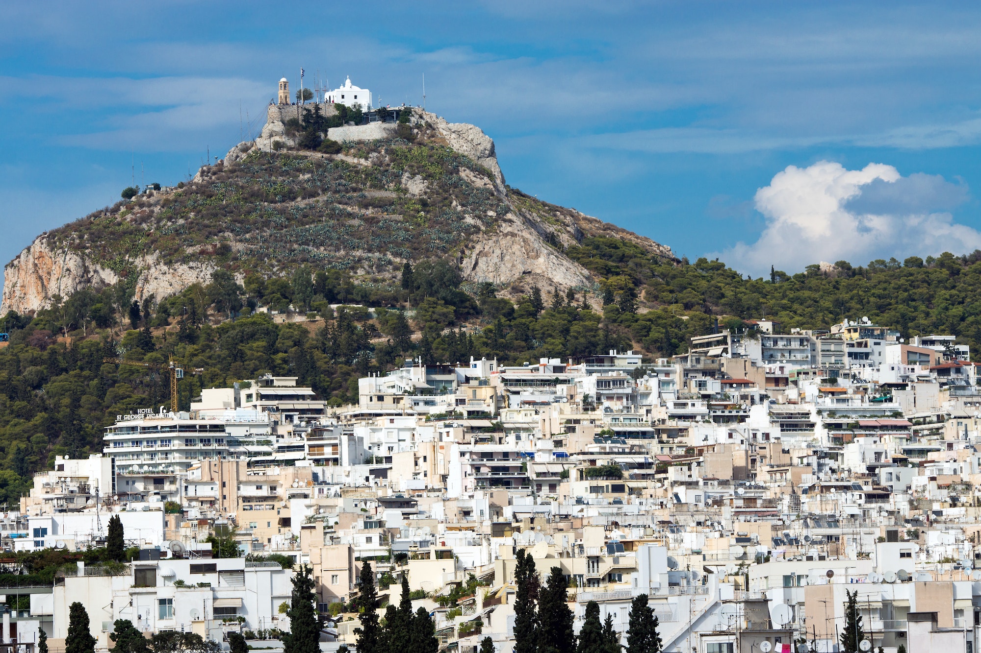 View of Mount Lycabettus in Athens
