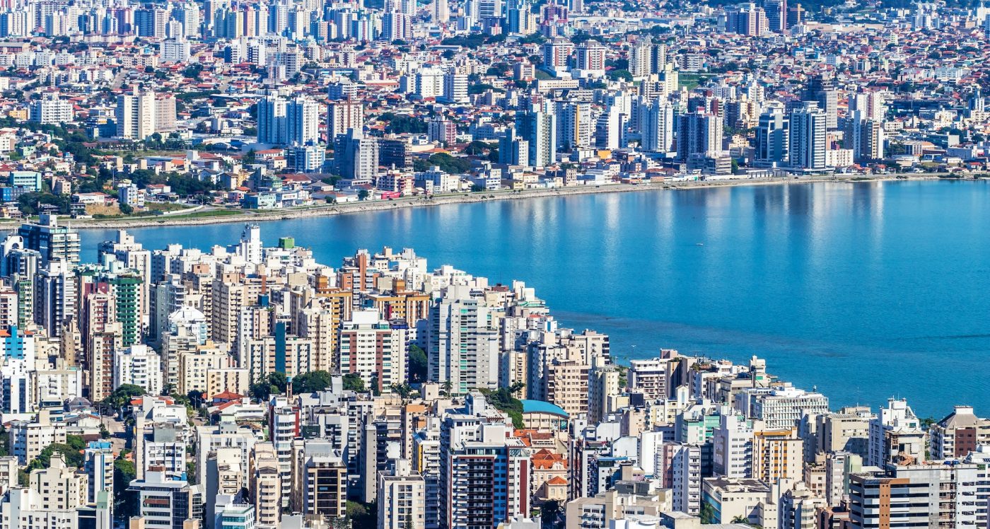 Aerial shot of the beautiful Florianopolis in Santa Catarina, Brazil