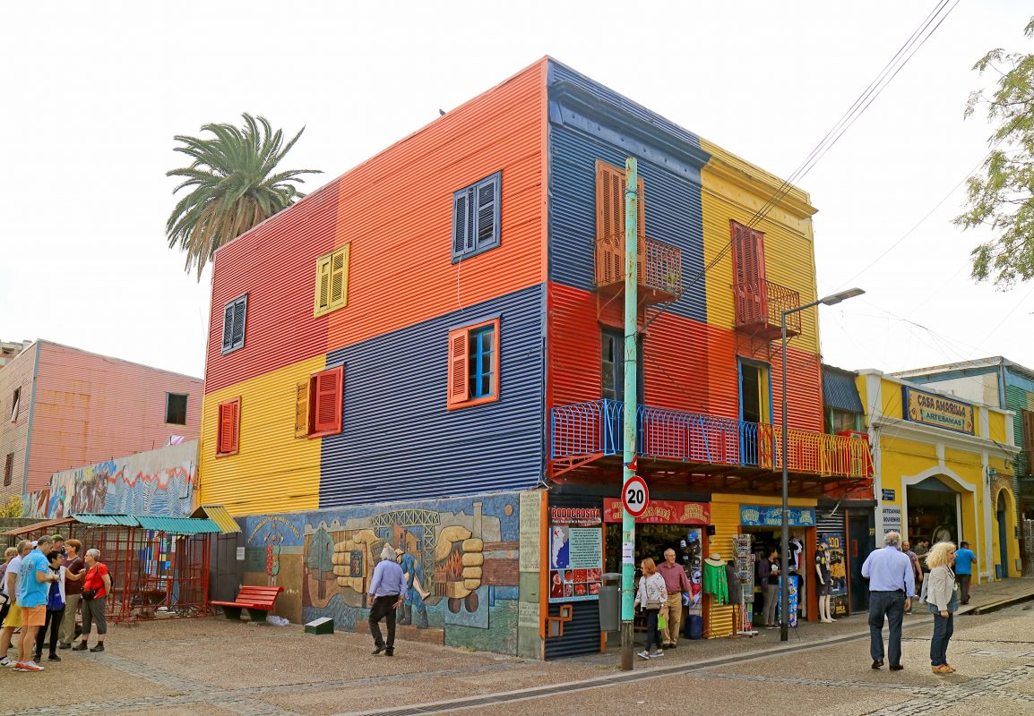 Multi-colored Building at La Boca Neighborhood, One of the Famous Tourist Destinations in Buenos Aires, Argentina
