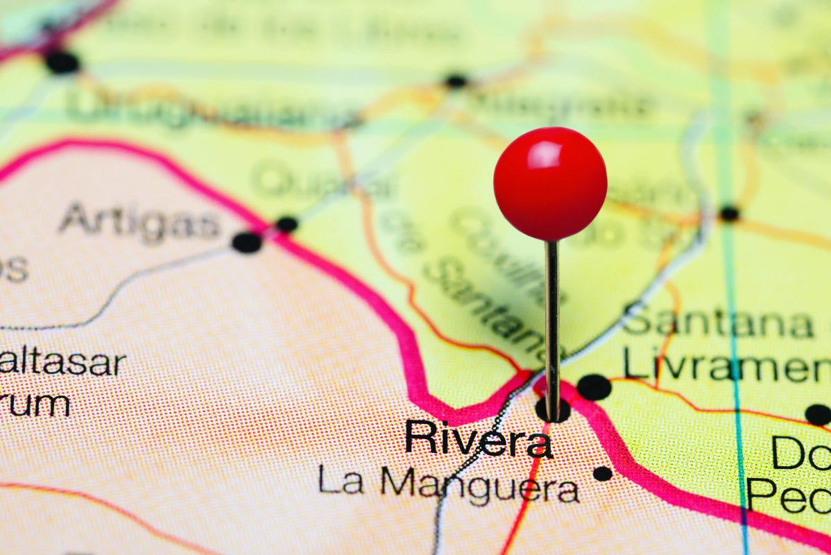 Rivera pinned on a map of Uruguay