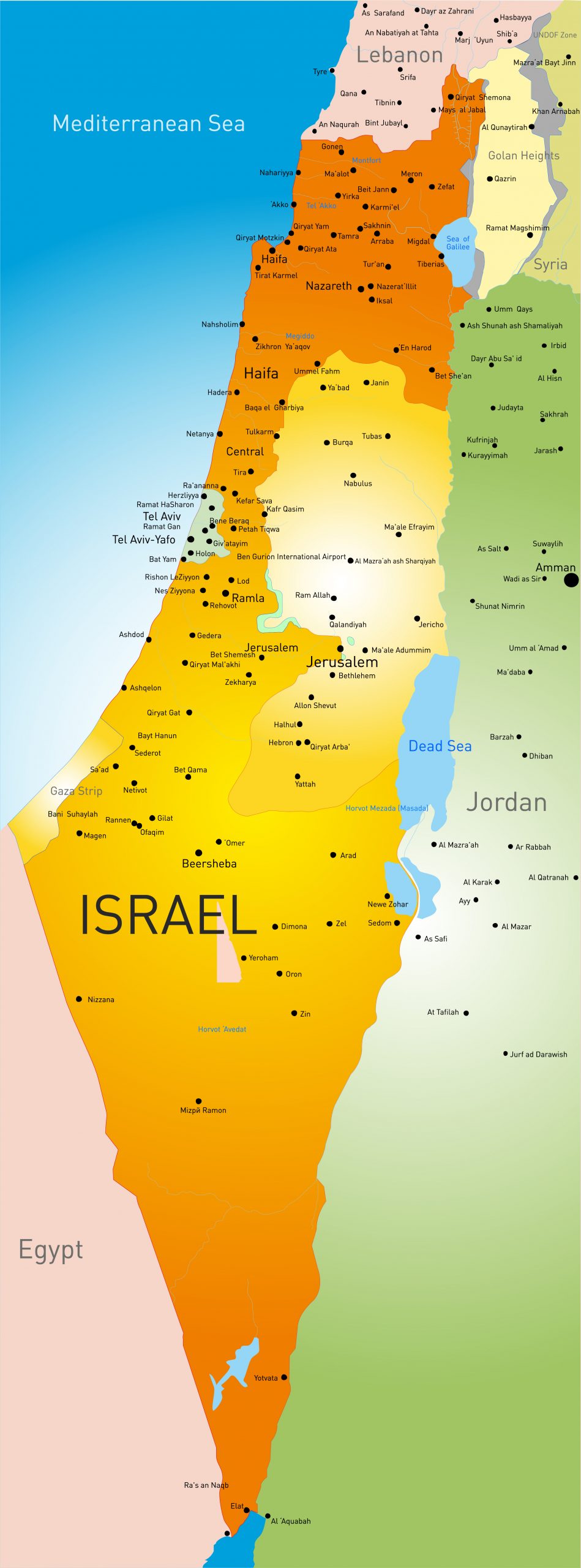 vector detailed map of Israel country